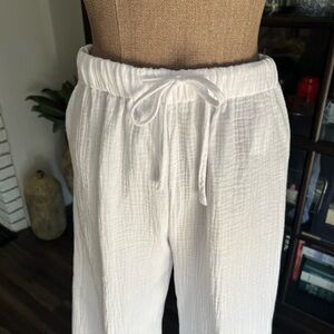 White Gauze Drawstring Pants